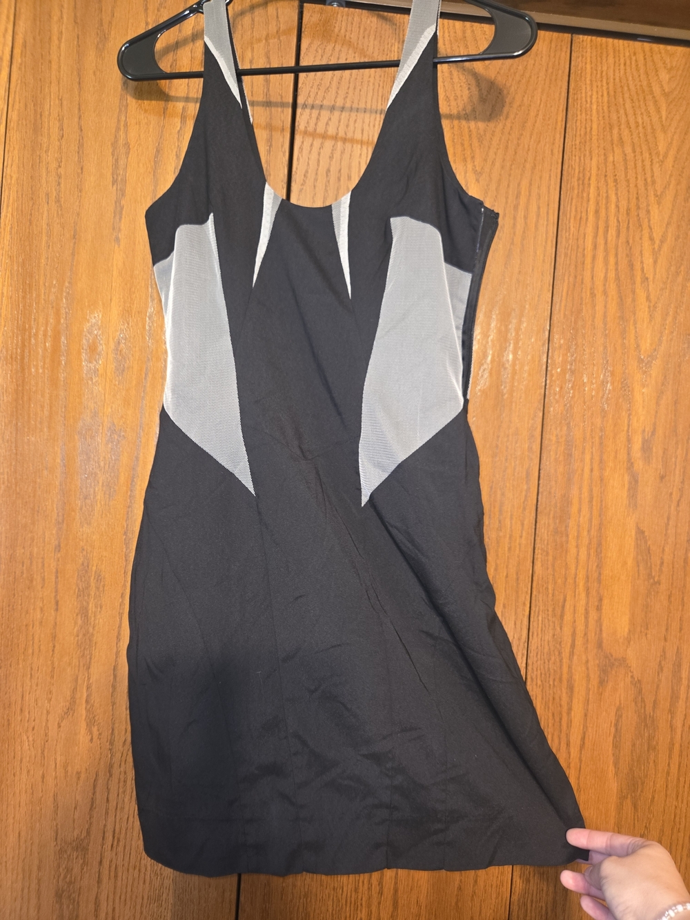 bebe Black Mini Dress with Gray Paneling